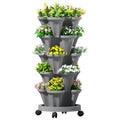 Green Fingers Raised Garden Bed 5 Tier Vertical Garden Grey Strawberry Stackable Planters Herbs Petunias GARDEN-PLASTIC-25L-GR