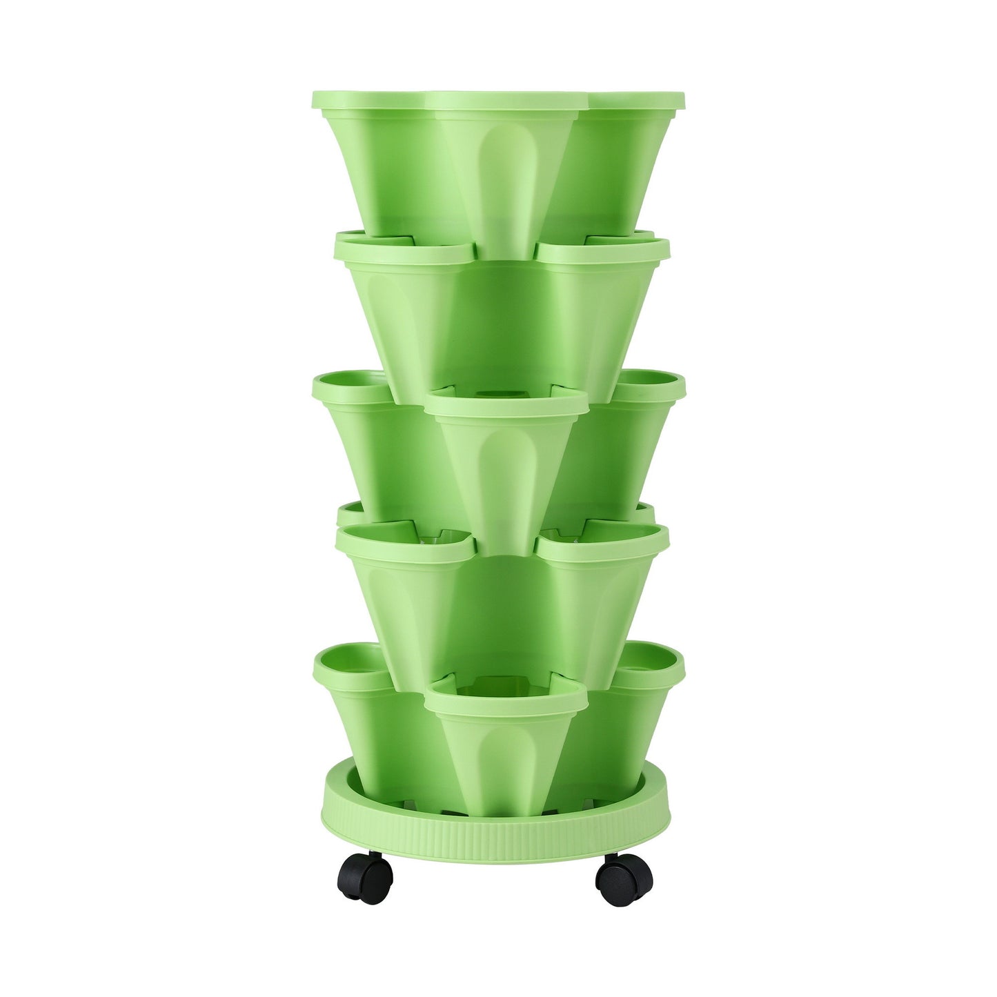 Green Fingers Garden Bed 5 Tier Vertical Garden Grey Strawberry Stackable Planters Herbs Light Green GARDEN-PLASTIC-25L-LGR