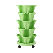 Green Fingers Garden Bed 5 Tier Vertical Garden Grey Strawberry Stackable Planters Herbs Light Green GARDEN-PLASTIC-25L-LGR