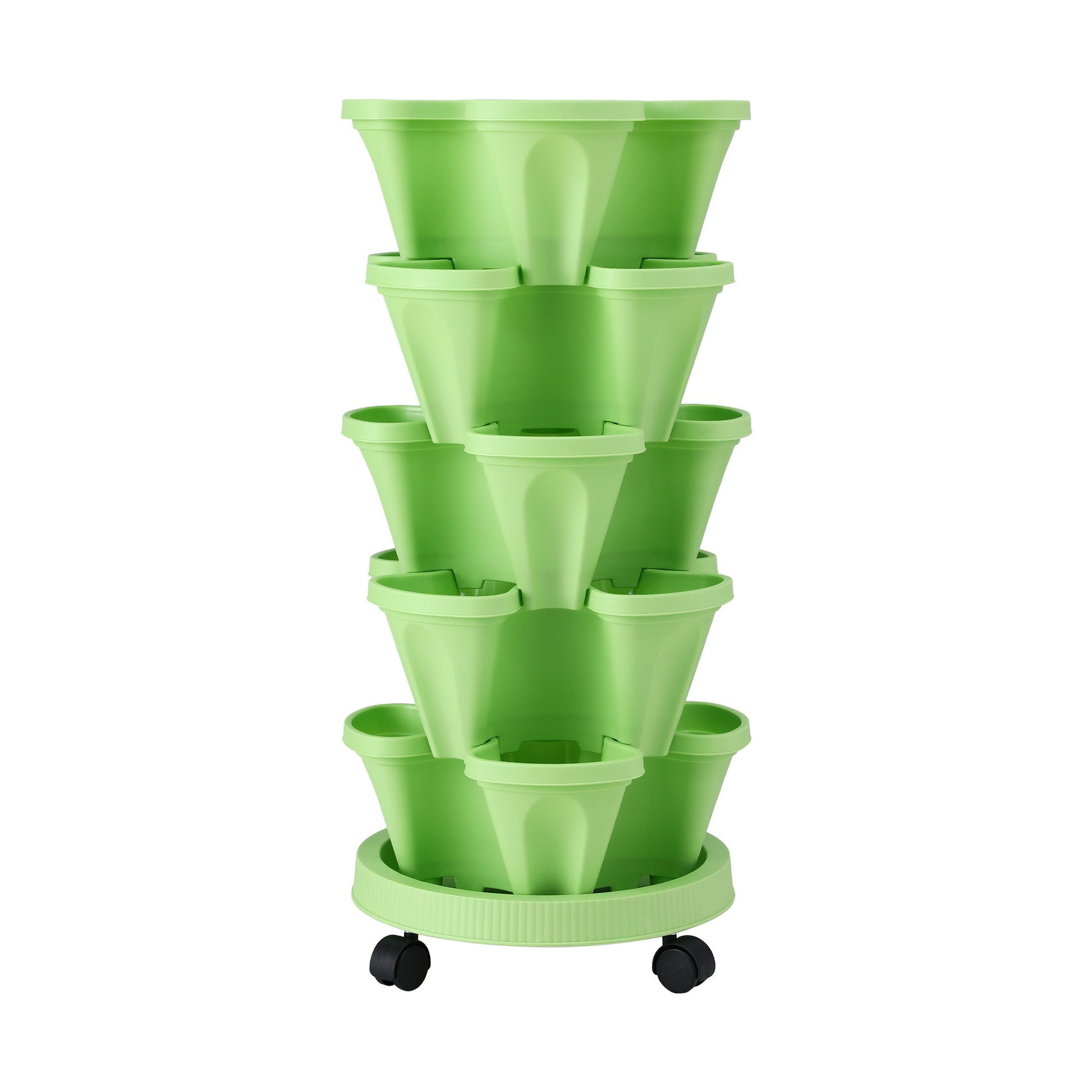 Green Fingers Garden Bed 5 Tier Vertical Garden Grey Strawberry Stackable Planters Herbs Light Green GARDEN-PLASTIC-25L-LGR