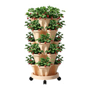 Green Fingers Garden Bed 5 Tier Vertical Garden Grey Strawberry Stackable Planters Herbs Beige GARDEN-PLASTIC-25L-LYE