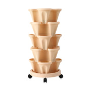 Green Fingers Garden Bed 5 Tier Vertical Garden Grey Strawberry Stackable Planters Herbs Beige GARDEN-PLASTIC-25L-LYE
