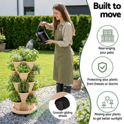 Green Fingers Garden Bed 5 Tier Vertical Garden Grey Strawberry Stackable Planters Herbs Beige GARDEN-PLASTIC-25L-LYE