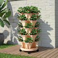 Green Fingers Garden Bed 5 Tier Vertical Garden Grey Strawberry Stackable Planters Herbs Beige GARDEN-PLASTIC-25L-LYE