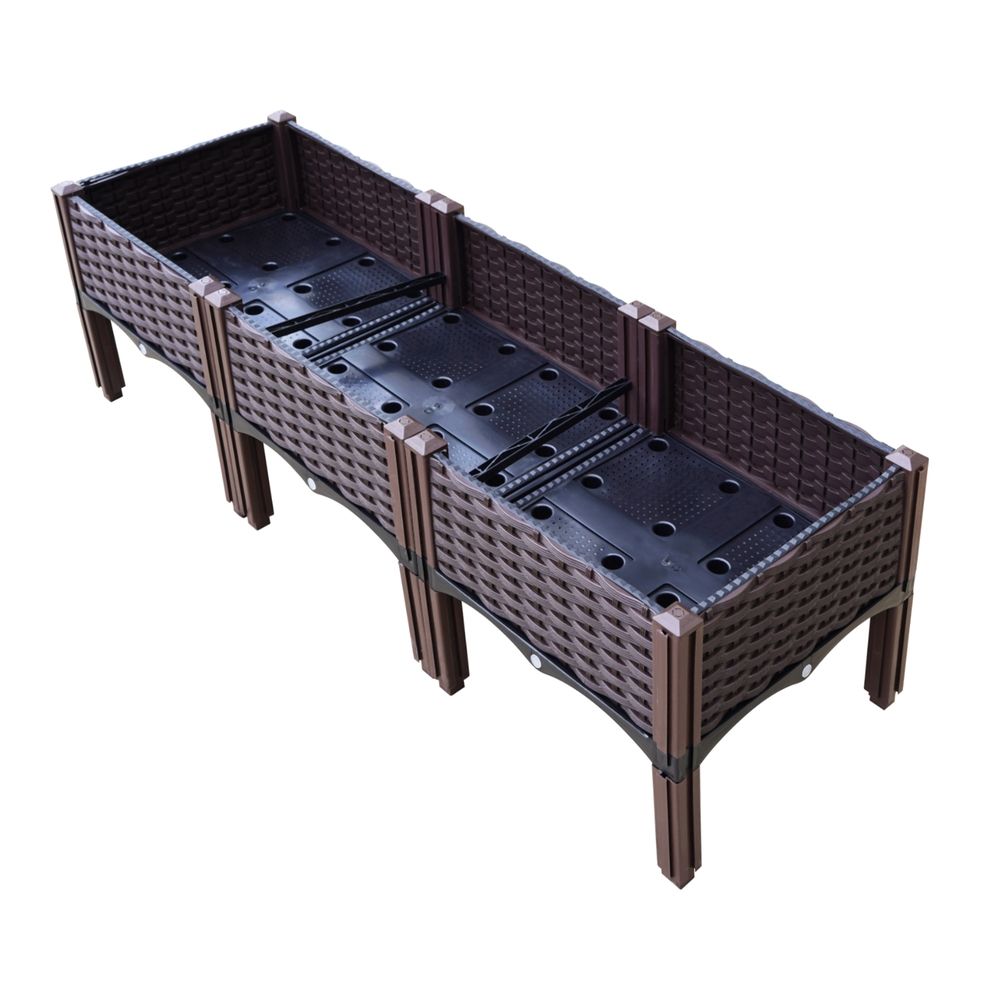 Green Fingers Garden Bed 120x40x36cm PP Planter Box Raised Container Growing Herb GARDEN-PP-120