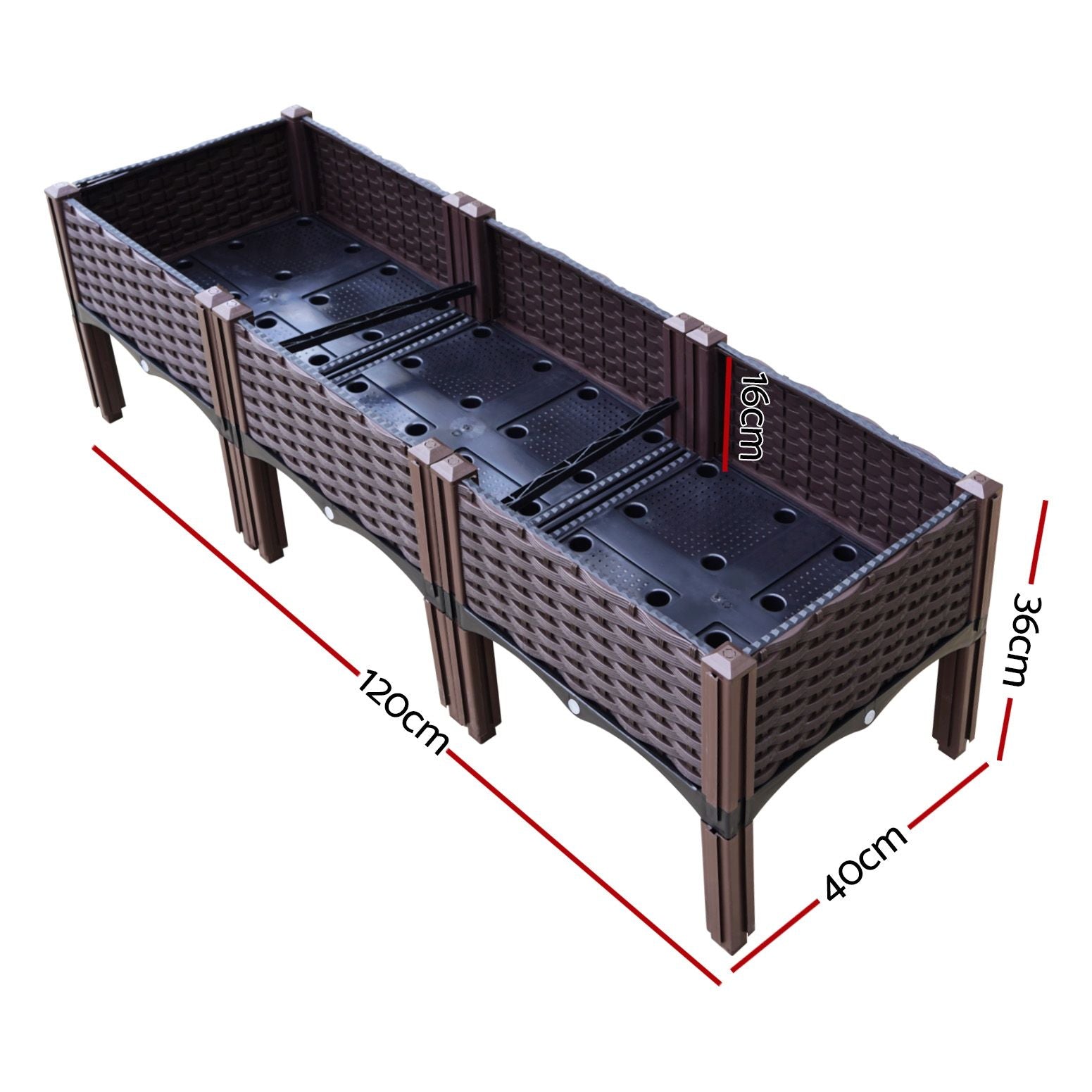 Green Fingers Garden Bed 120x40x36cm PP Planter Box Raised Container Growing Herb GARDEN-PP-120