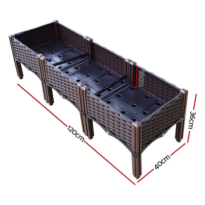Green Fingers Garden Bed 120x40x36cm PP Planter Box Raised Container Growing Herb GARDEN-PP-120