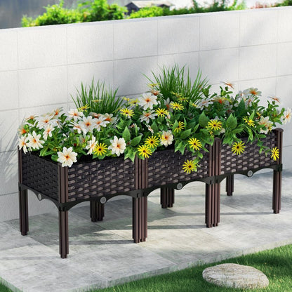 Green Fingers Garden Bed 120x40x36cm PP Planter Box Raised Container Growing Herb GARDEN-PP-120