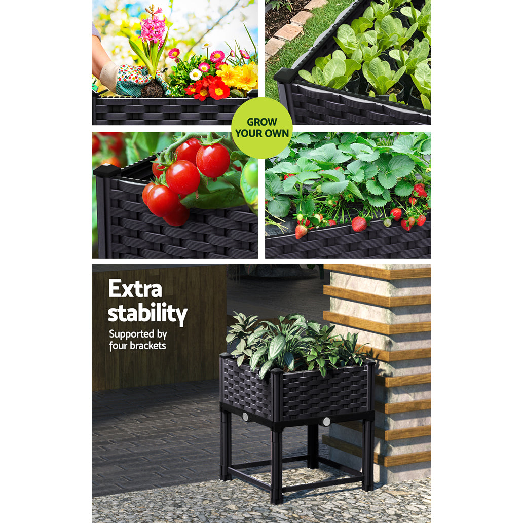 Green Fingers Garden Bed 40x40x23cm PP Planter Box Raised Container Growing Herb GARDEN-PP-40