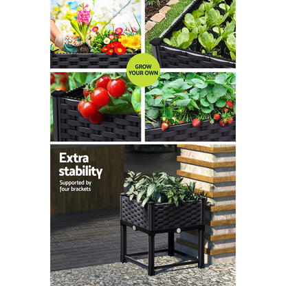 Green Fingers Garden Bed 40x40x23cm PP Planter Box Raised Container Growing Herb GARDEN-PP-40