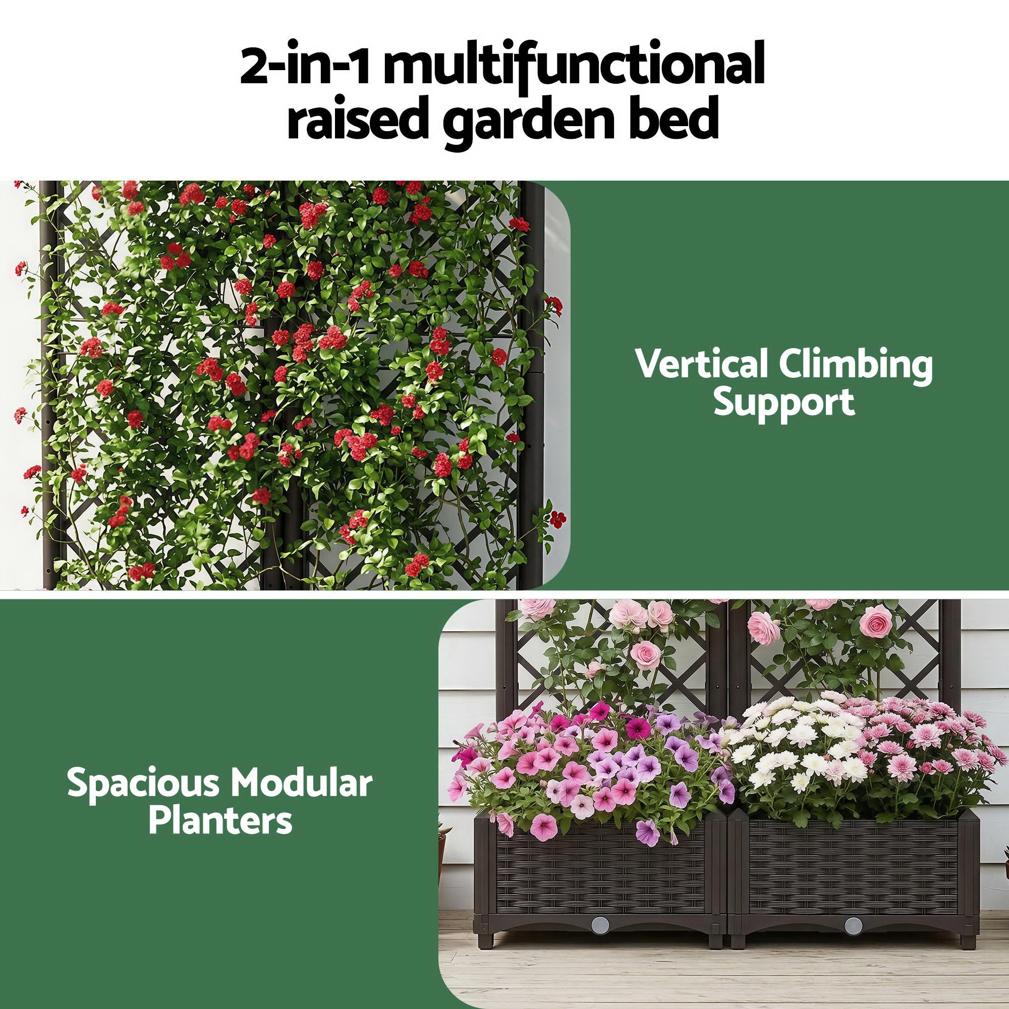 Green Fingers Raised Garden Bed Vertical Planter Self Watering Large Elevated Veggie Box 80x40x122cm GARDEN-PP-PANEL-80