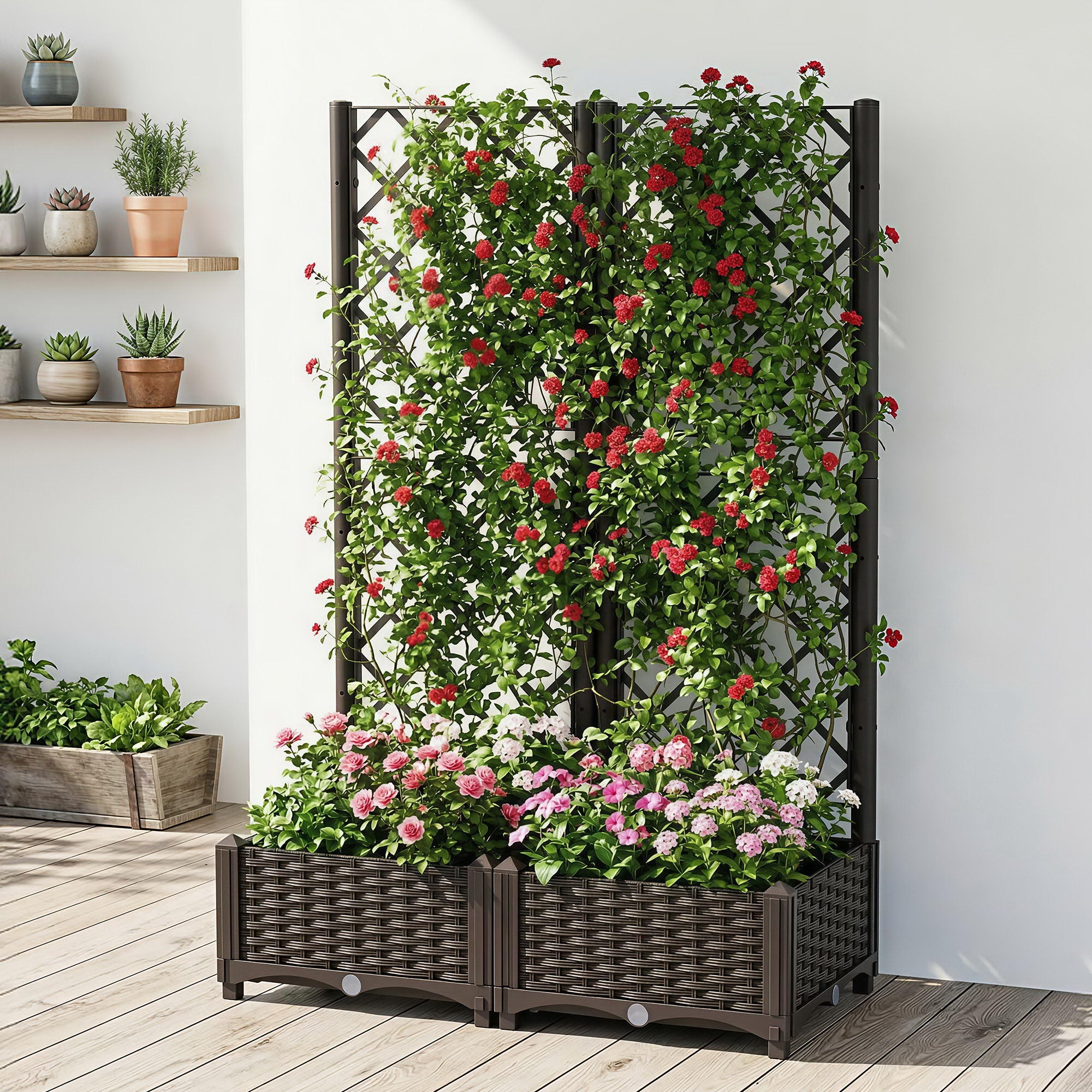Green Fingers Raised Garden Bed Vertical Planter Self Watering Large Elevated Veggie Box 80x40x122cm GARDEN-PP-PANEL-80