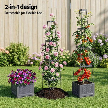 Green Fingers Self Watering Planter with Trellis Adjustable Height Modular Tomato Box 4 Layer 140cm GARDEN-PP-VTC-4