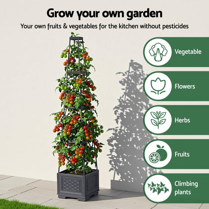 Green Fingers Self Watering Planter with Trellis Adjustable Height Modular Tomato Box 4 Layer 140cm GARDEN-PP-VTC-4