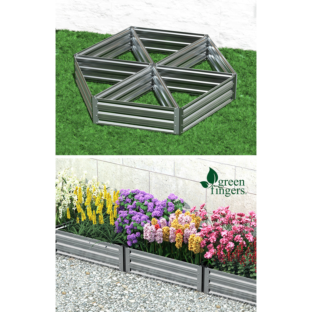 Green Fingers Garden Bed 86x86x30cm Planter Box Raised Container Galvanised Herb GARDEN-TRI-86-GR