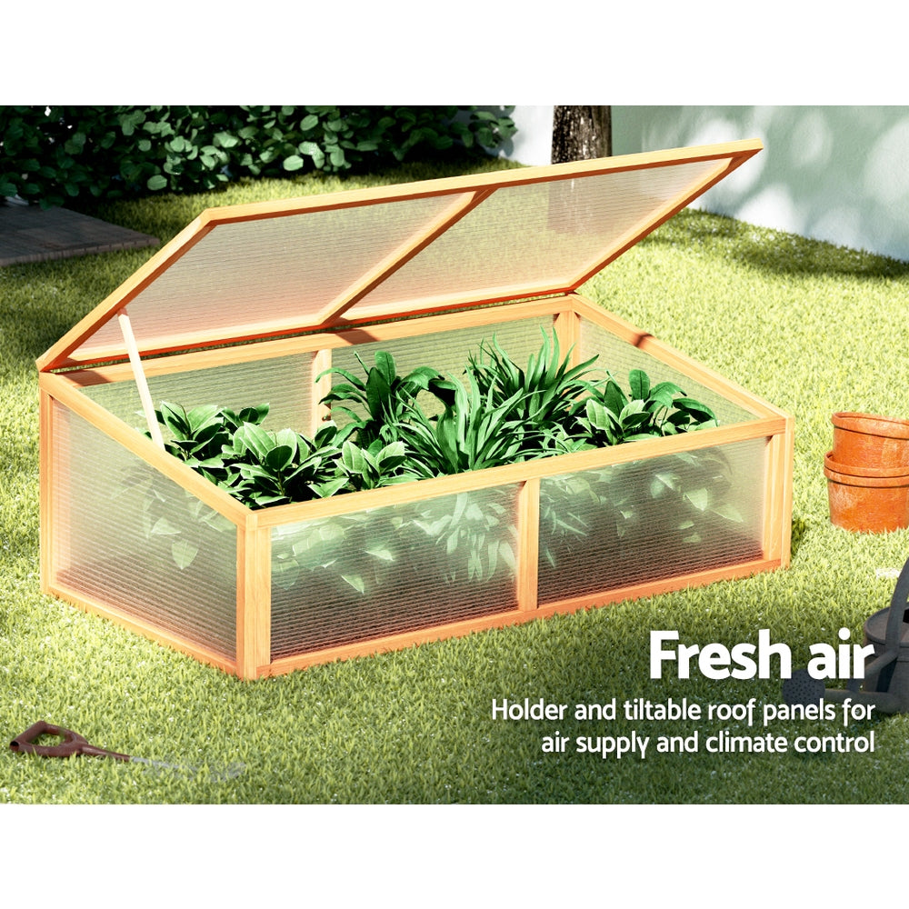 Green Fingers Garden Bed 110x58x42cm Wooden Planter Box Raised Container Growing GARDEN-WOOD-110-ROOF