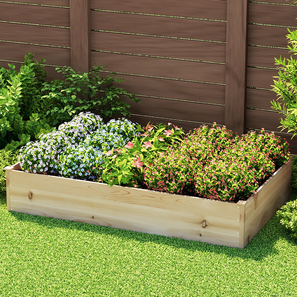 Green Fingers Garden Bed 150x90x30cm Wooden Planter Box Raised Container Growing GARDEN-WOOD-15090-FC2