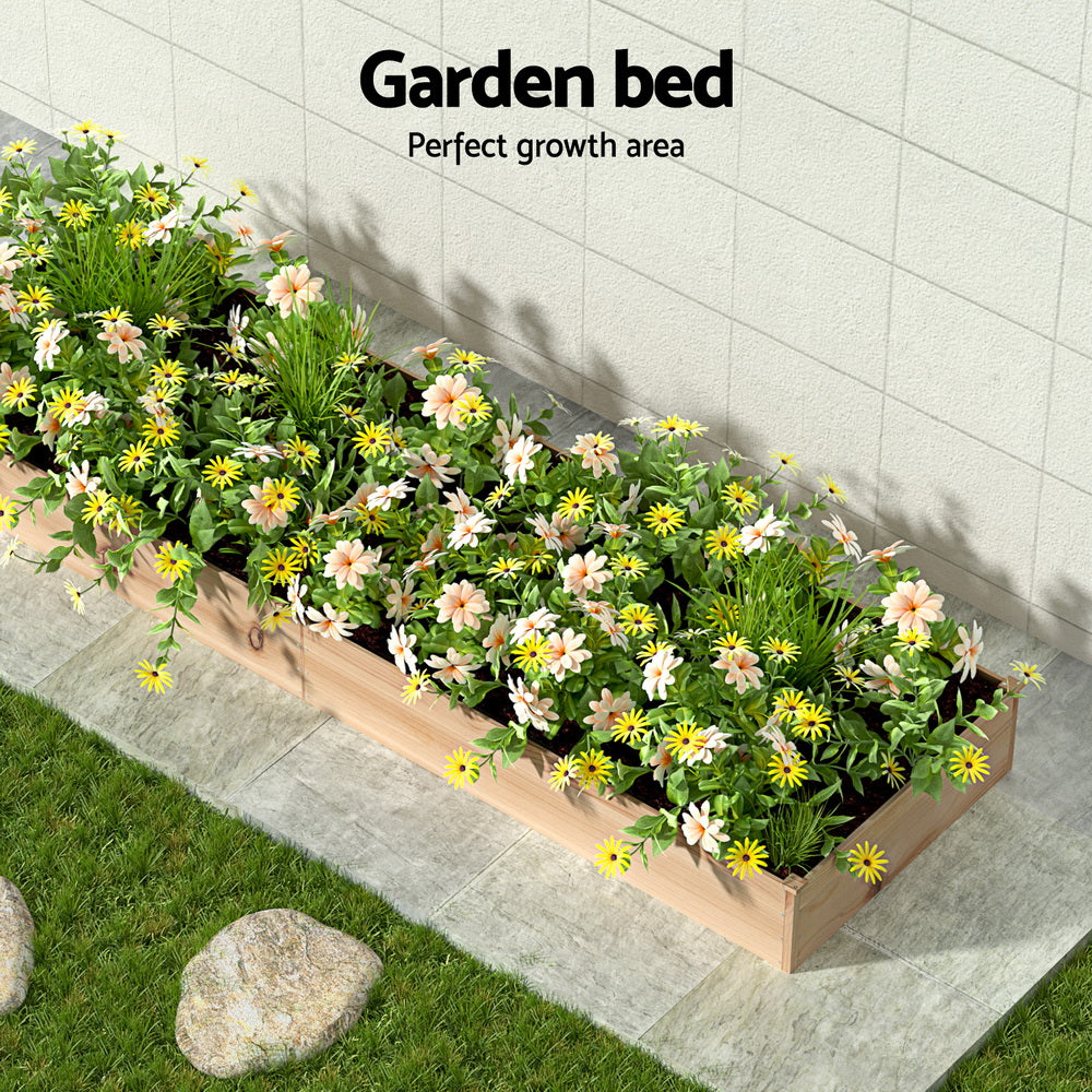 Green Fingers Garden Bed 150x90x30cm Wooden Planter Box Raised Container Growing GARDEN-WOOD-15090-FC2