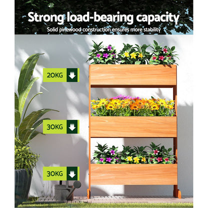 Green Fingers Garden Bed Elevated 69x39x106cm Wooden Planter Box Container Herb GARDEN-WOOD-3T-65