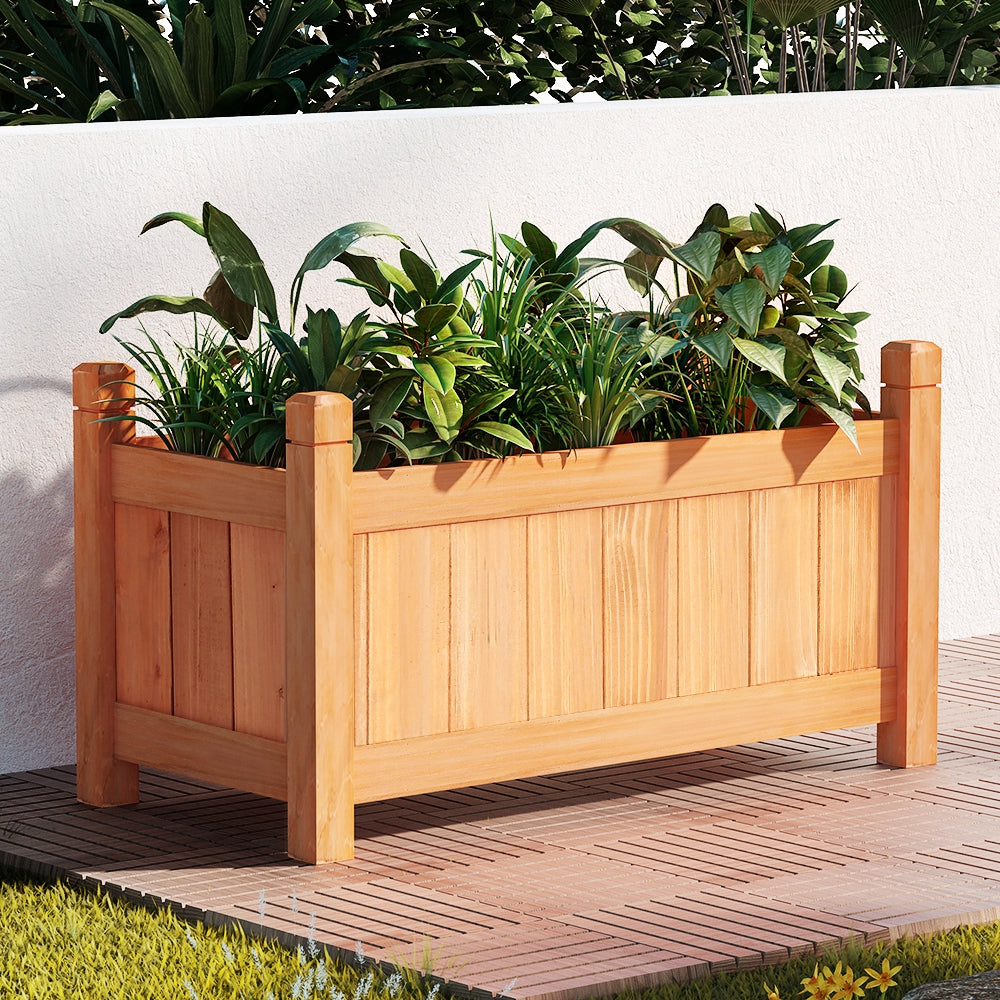 Green Fingers Garden Bed 60x30x33cm Wooden Planter Box Raised Container Growing GARDEN-WOOD-BOX-60
