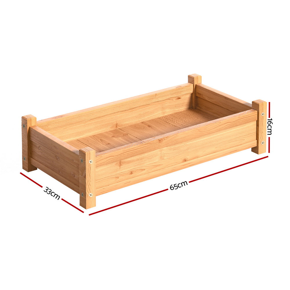 Green Fingers Garden Bed 65x33x16cm Wooden Planter Box Raised Container Growing GARDEN-WOOD-BOX-65