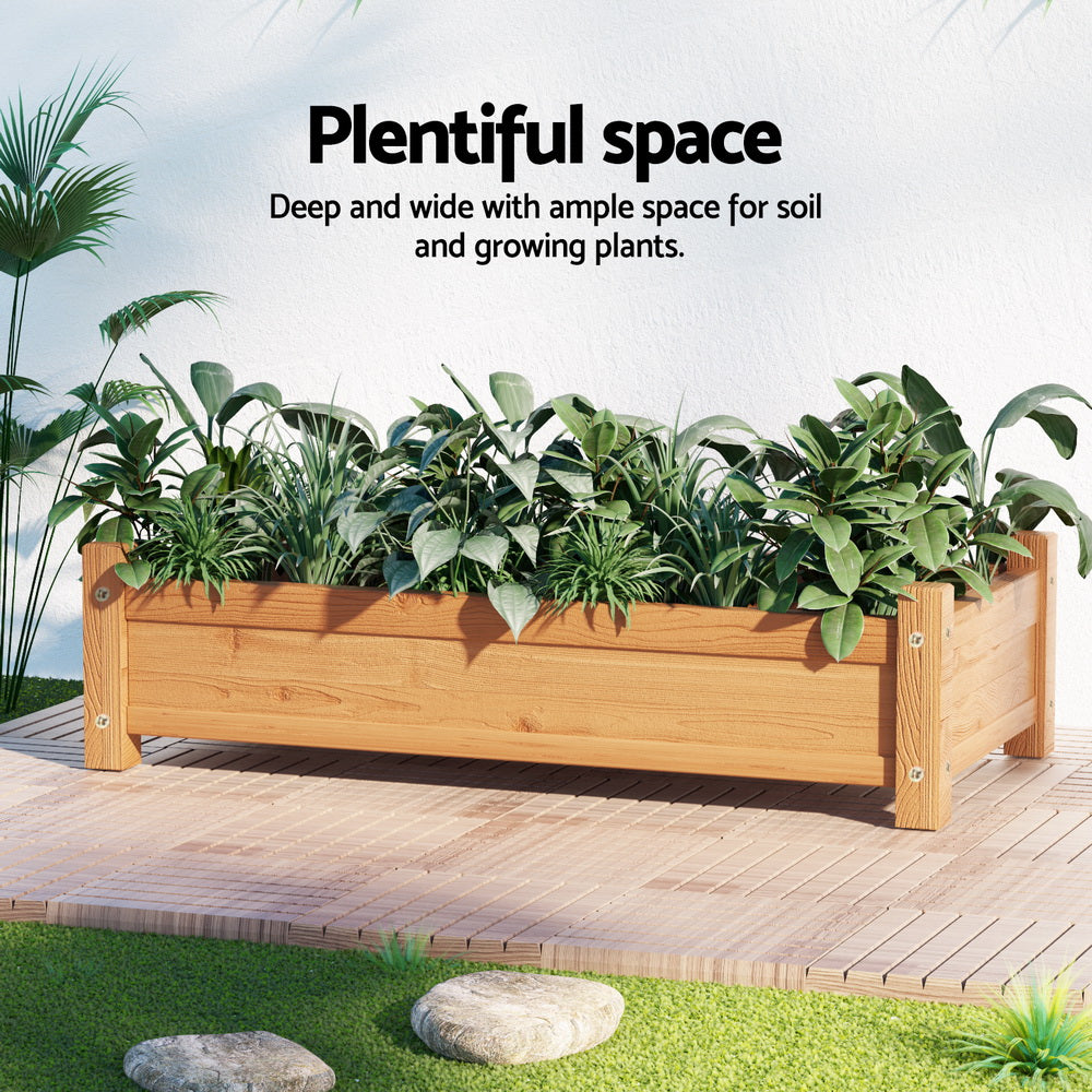 Green Fingers Garden Bed 65x33x16cm Wooden Planter Box Raised Container Growing GARDEN-WOOD-BOX-65