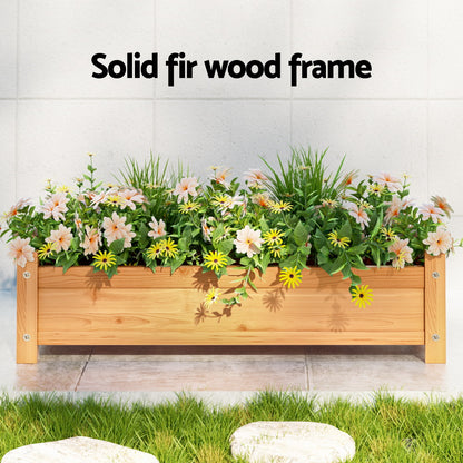 Green Fingers Garden Bed 65x33x16cm Wooden Planter Box Raised Container Growing GARDEN-WOOD-BOX-65