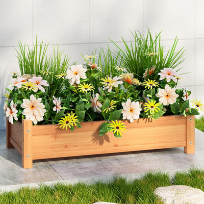 Green Fingers Garden Bed 65x33x16cm Wooden Planter Box Raised Container Growing GARDEN-WOOD-BOX-65