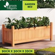 Green Fingers Garden Bed 90x30x33cm Wooden Planter Box Raised Container Growing GARDEN-WOOD-BOX-90