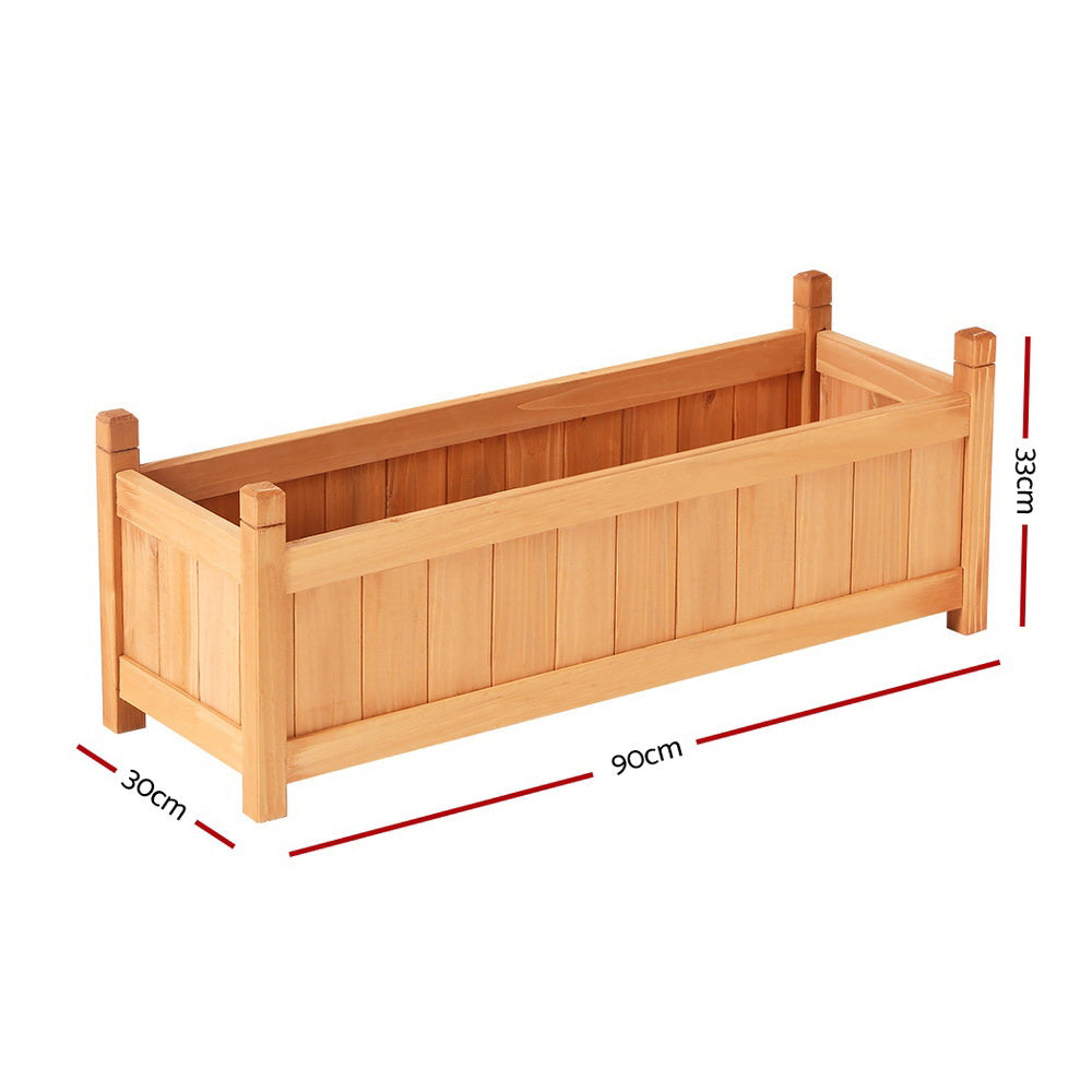 2x Green Fingers Raised Garden Bed 90x30x33cm Wooden Planter Box Raised Container Growing GARDEN-WOOD-BOX-90X2