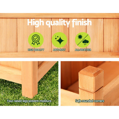 2x Green Fingers Raised Garden Bed 90x30x33cm Wooden Planter Box Raised Container Growing GARDEN-WOOD-BOX-90X2