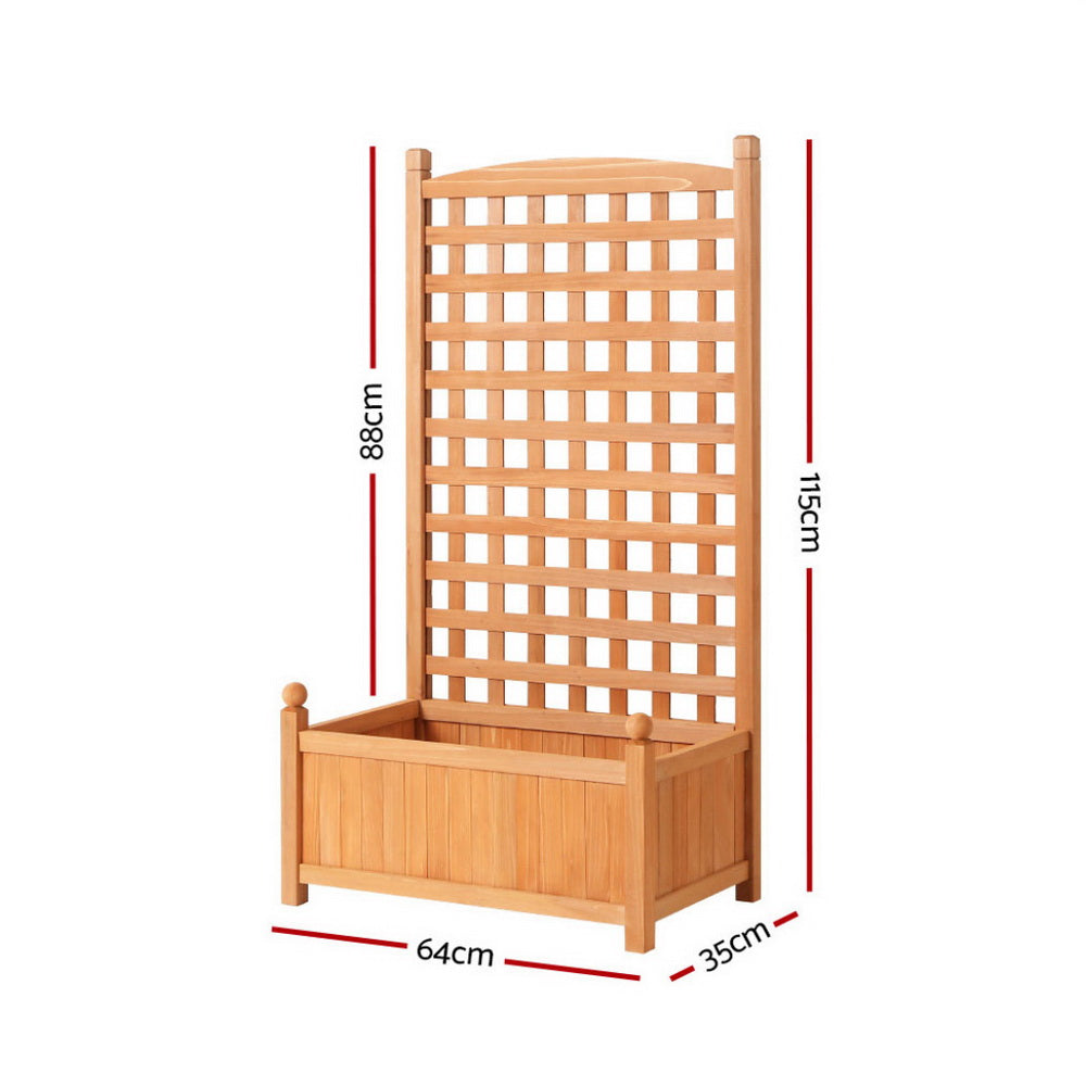 Green Fingers 2X Garden Bed Wooden 64x35x115cm Planter Raised Box Container Trellis GARDEN-WOOD-PANEL-58X2