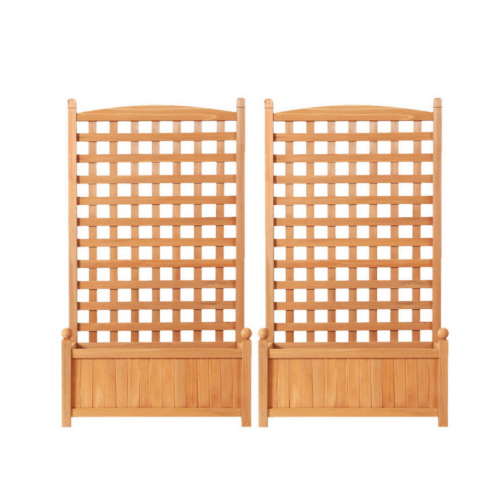 Green Fingers 2X Garden Bed Wooden 64x35x115cm Planter Raised Box Container Trellis GARDEN-WOOD-PANEL-58X2