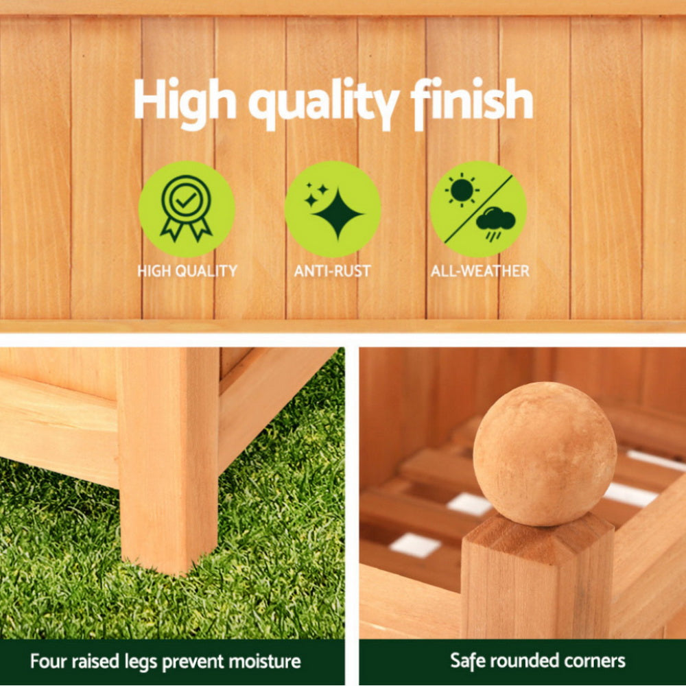Green Fingers 2X Garden Bed Wooden 64x35x115cm Planter Raised Box Container Trellis GARDEN-WOOD-PANEL-58X2