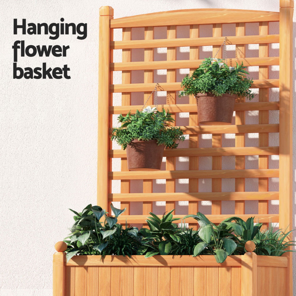 Green Fingers 2X Garden Bed Wooden 64x35x115cm Planter Raised Box Container Trellis GARDEN-WOOD-PANEL-58X2