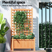 Green Fingers 2X Garden Bed Wooden 64x35x115cm Planter Raised Box Container Trellis GARDEN-WOOD-PANEL-58X2