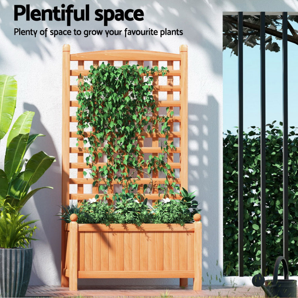 Green Fingers 2X Garden Bed Wooden 64x35x115cm Planter Raised Box Container Trellis GARDEN-WOOD-PANEL-58X2