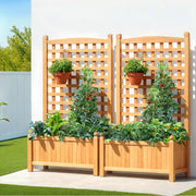 Green Fingers 2X Garden Bed Wooden 64x35x115cm Planter Raised Box Container Trellis GARDEN-WOOD-PANEL-58X2