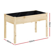 Green Fingers Garden Bed Elevated 120x60x80cm Wooden Planter Box Raised Container GARDEN-WOOD-PLAT-12060