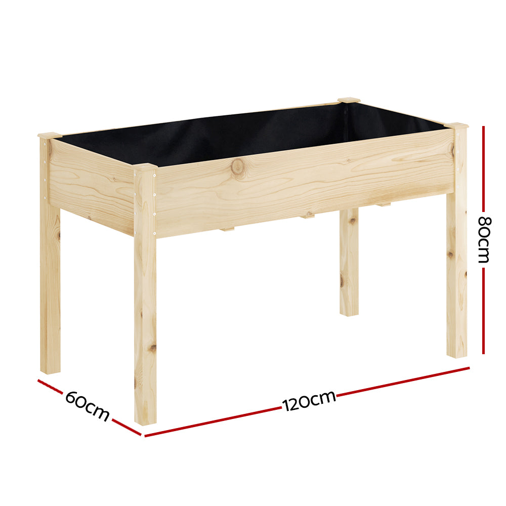 Green Fingers Garden Bed Elevated 120x60x80cm Wooden Planter Box Raised Container GARDEN-WOOD-PLAT-12060