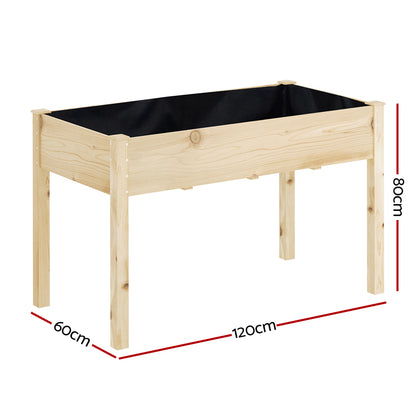 Green Fingers Garden Bed Elevated 120x60x80cm Wooden Planter Box Raised Container GARDEN-WOOD-PLAT-12060