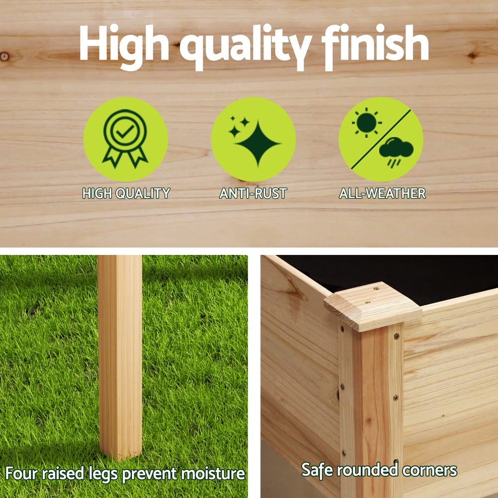 Green Fingers Garden Bed Elevated 120x60x80cm Wooden Planter Box Raised Container GARDEN-WOOD-PLAT-12060