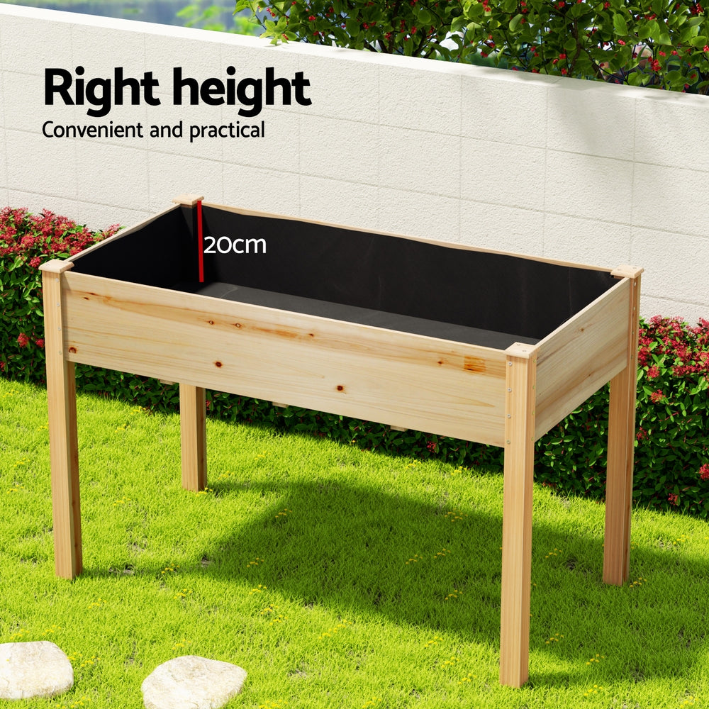 Green Fingers Garden Bed Elevated 120x60x80cm Wooden Planter Box Raised Container GARDEN-WOOD-PLAT-12060