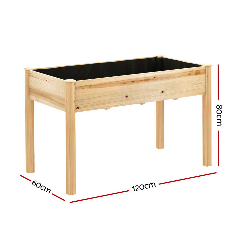 Green Fingers Raised Garden Bed 2x Elevated 120x60x80cm Wooden Planter Box Container GARDEN-WOOD-PLAT-12060X2