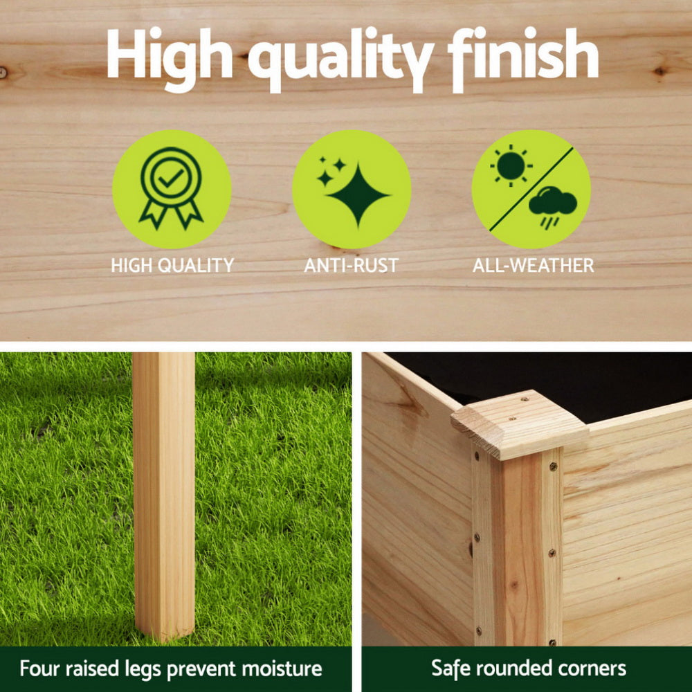 Green Fingers Raised Garden Bed 2x Elevated 120x60x80cm Wooden Planter Box Container GARDEN-WOOD-PLAT-12060X2