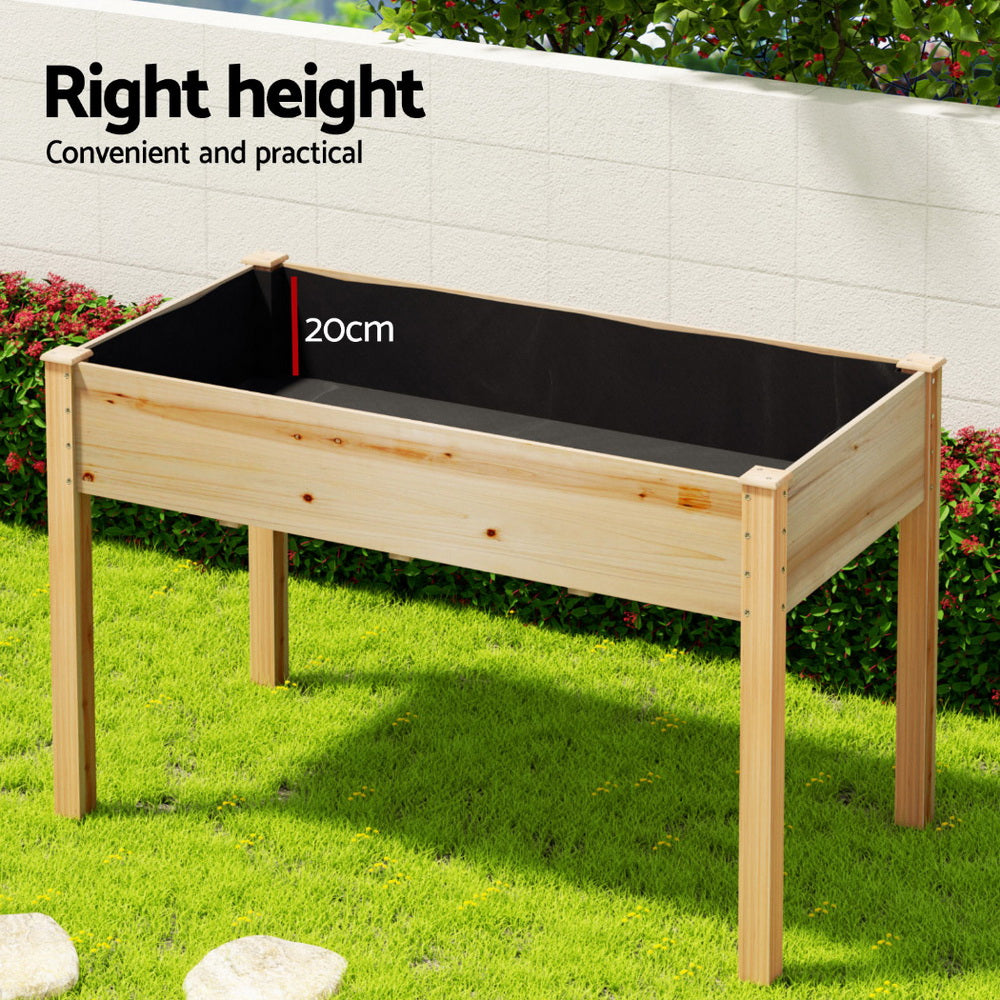 Green Fingers Raised Garden Bed 2x Elevated 120x60x80cm Wooden Planter Box Container GARDEN-WOOD-PLAT-12060X2