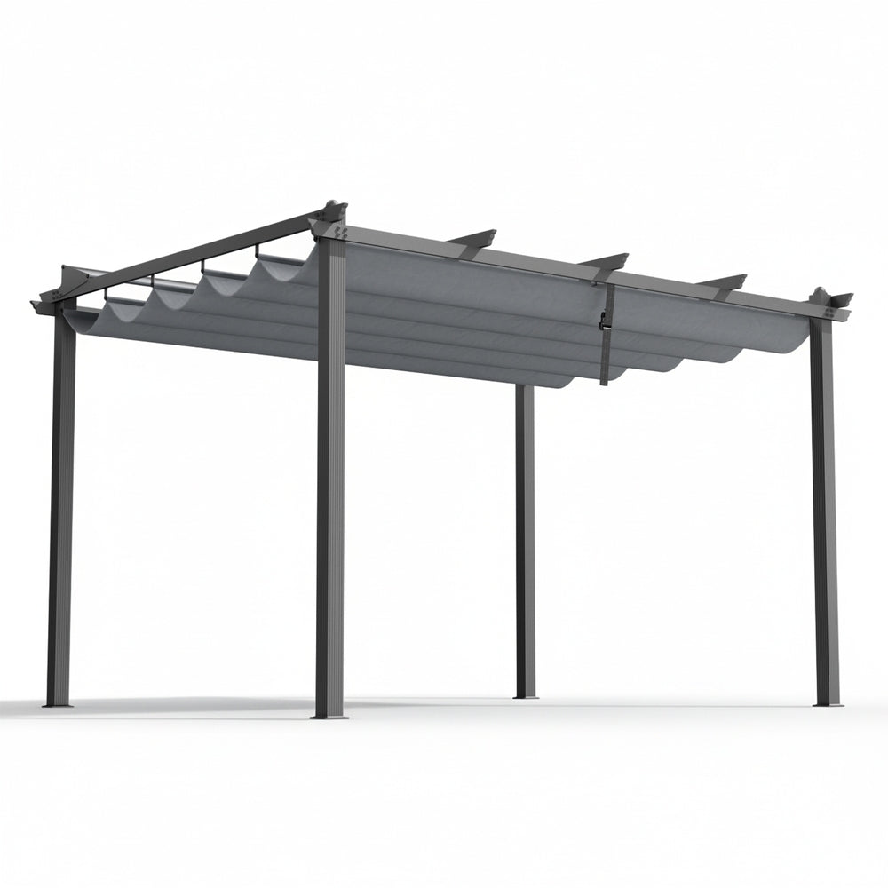 Instahut Gazebo Outdoor Garden Pergola Aluminium Frame Adjustable Canopy 3x4m Grey GAZB-IR-PGL-ALU-3X4-GY