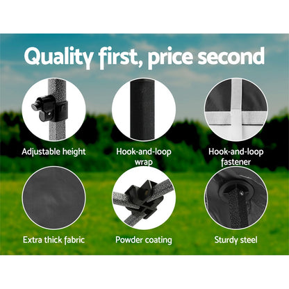 Instahut Gazebo Pop Up Marquee 3x3m Folding Tent Wedding Gazebos 500D Black GAZEBO-C-3X3-DX-BLACK