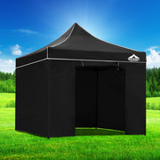 Instahut Gazebo Pop Up Marquee 3x3m Folding Tent Wedding Gazebos 500D Black GAZEBO-C-3X3-DX-BLACK