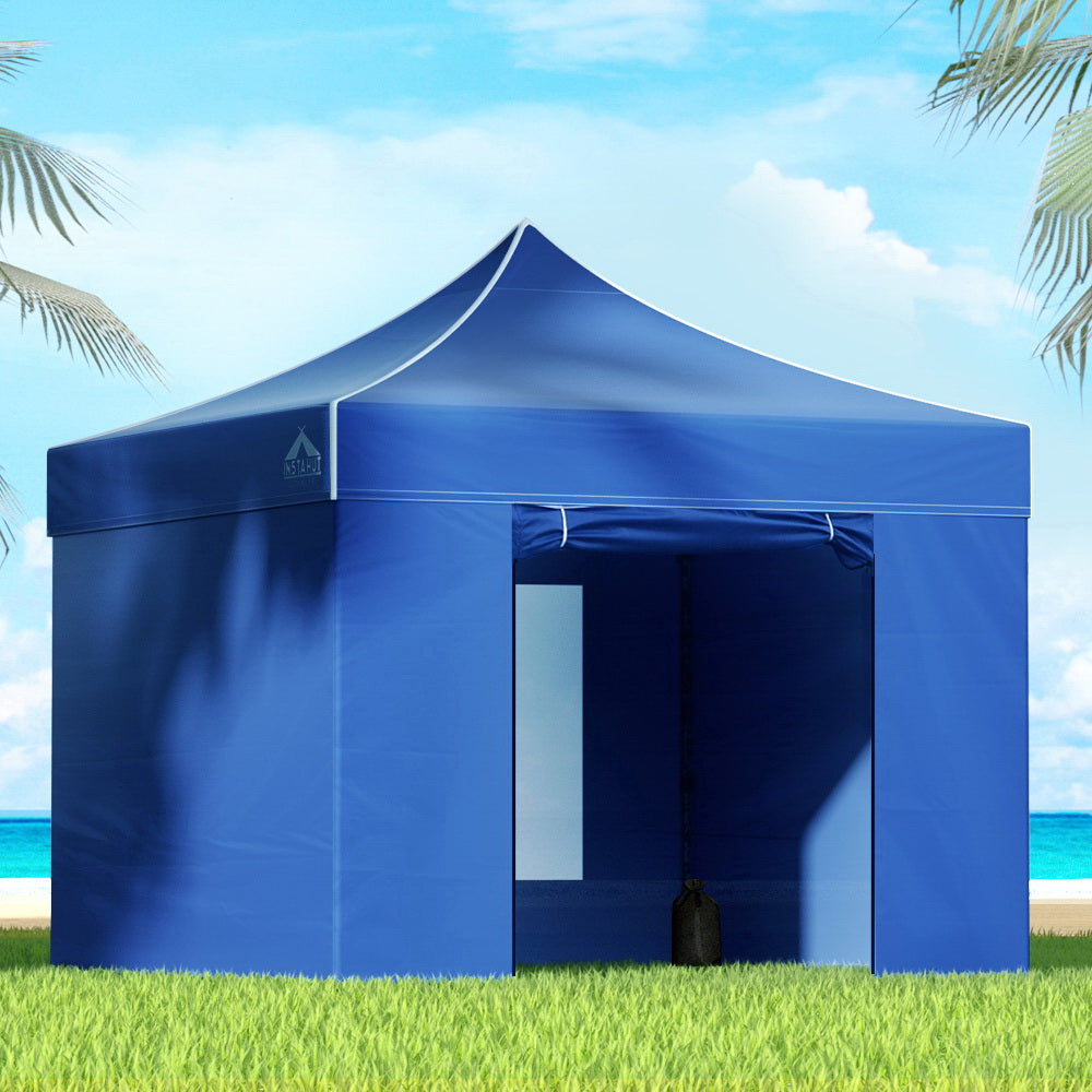Instahut Gazebo Pop Up Marquee 3x3 Folding Tent Wedding Gazebos 500D Oxford Blue GAZEBO-C-3X3-DX-BLUE